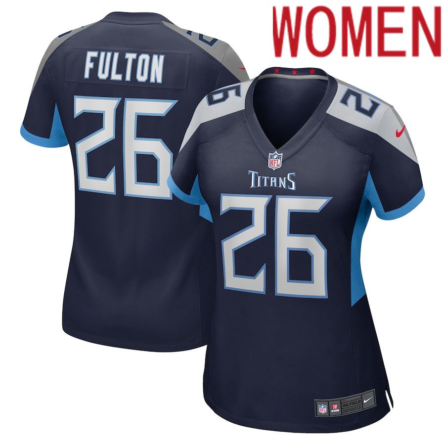 Women Tennessee Titans #26 Kristian Fulton Nike Navy Game NFL Jersey->women nfl jersey->Women Jersey